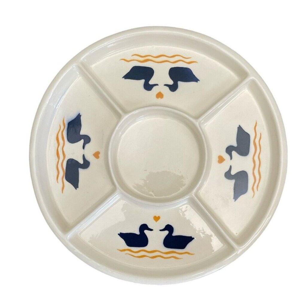 Vintage 1980s Cottage Core USA 5-Section Serving Platter 12” Diameter